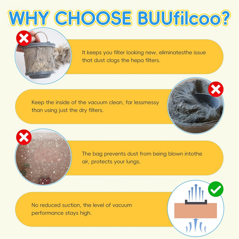 A52q- dxva 19-4104 reservdammsugningspåsar, 8- pack för 5 to våt-/torrdammsugare à 8 gallon, engångsdammsugningspåsar för verkstad, dammuppsamling: Default Title