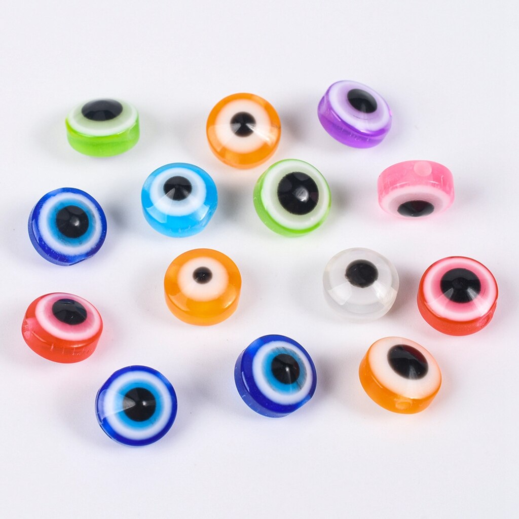 50Pcs/Lot 8mm Round Resin Eye Pattern Loose Beads DIY Bracelet Charms Oval Stripe Spacers Beads For Jewelry Making