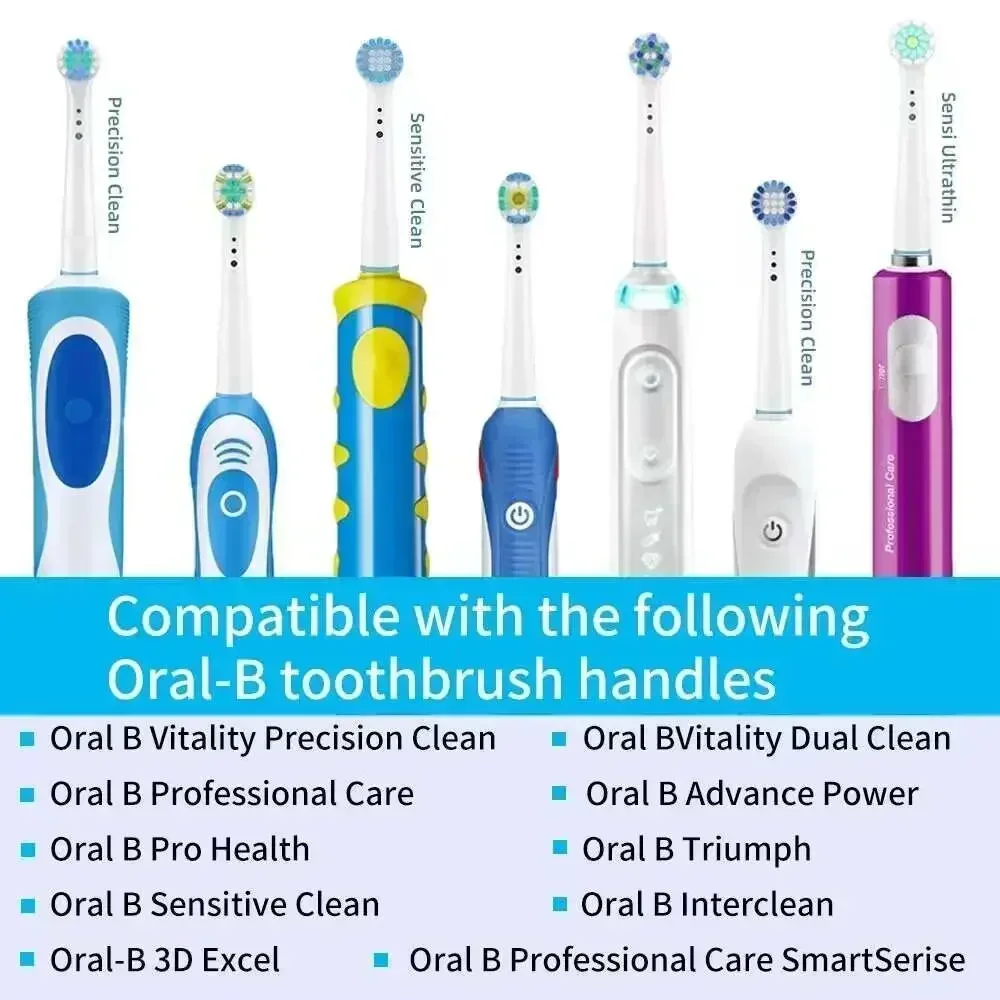 Boquillas de cepillo de dientes eléctrico para Oral B Braun, acción de hilo blanco 3D, limpieza de precisión, cuidado de las encías, cabezales de cepillo de dientes universales para OralB