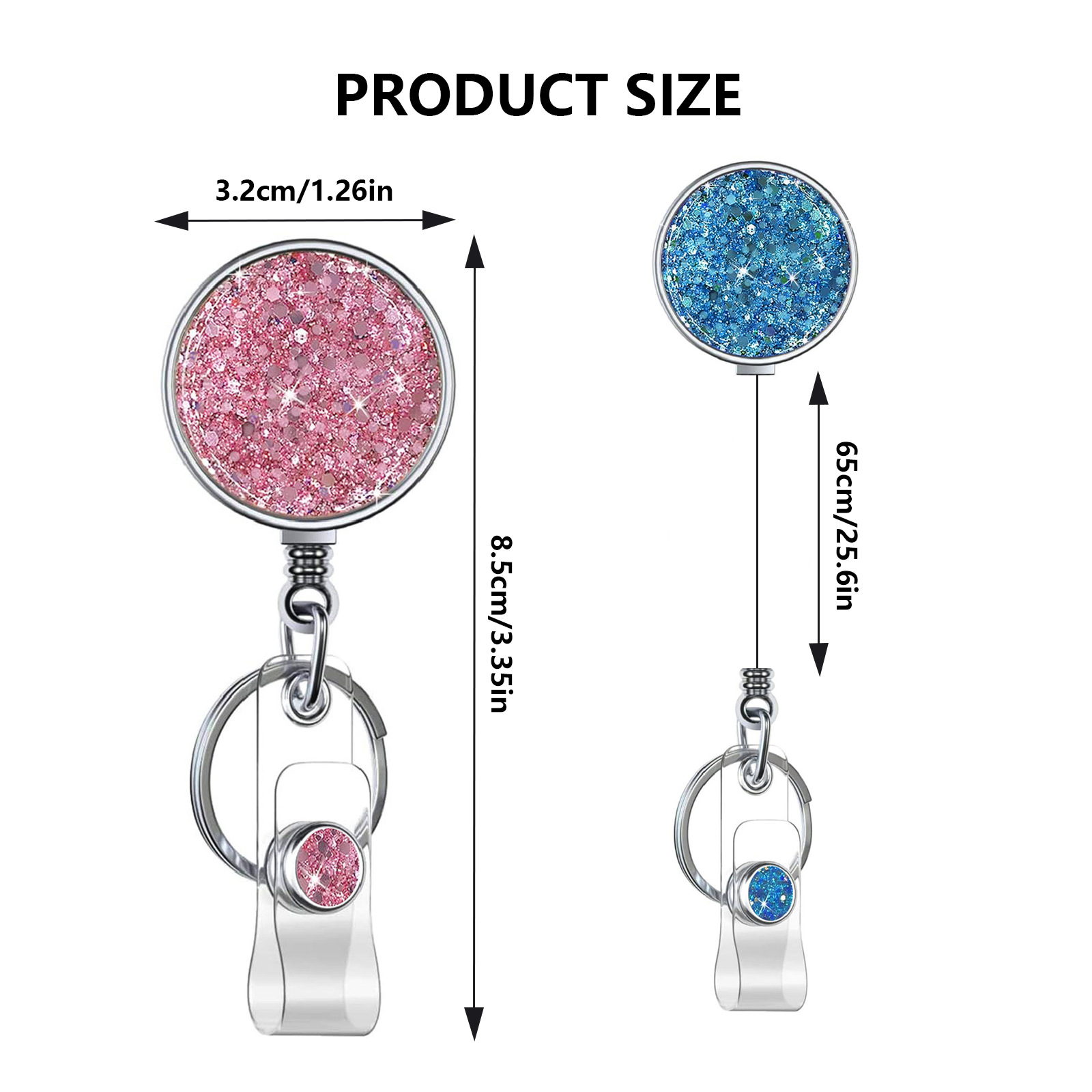 1 Piece Metal Glitter Retractable Nurse Badge Reel Doctor Student Teacher ID Card Holder Keychains Lanyard