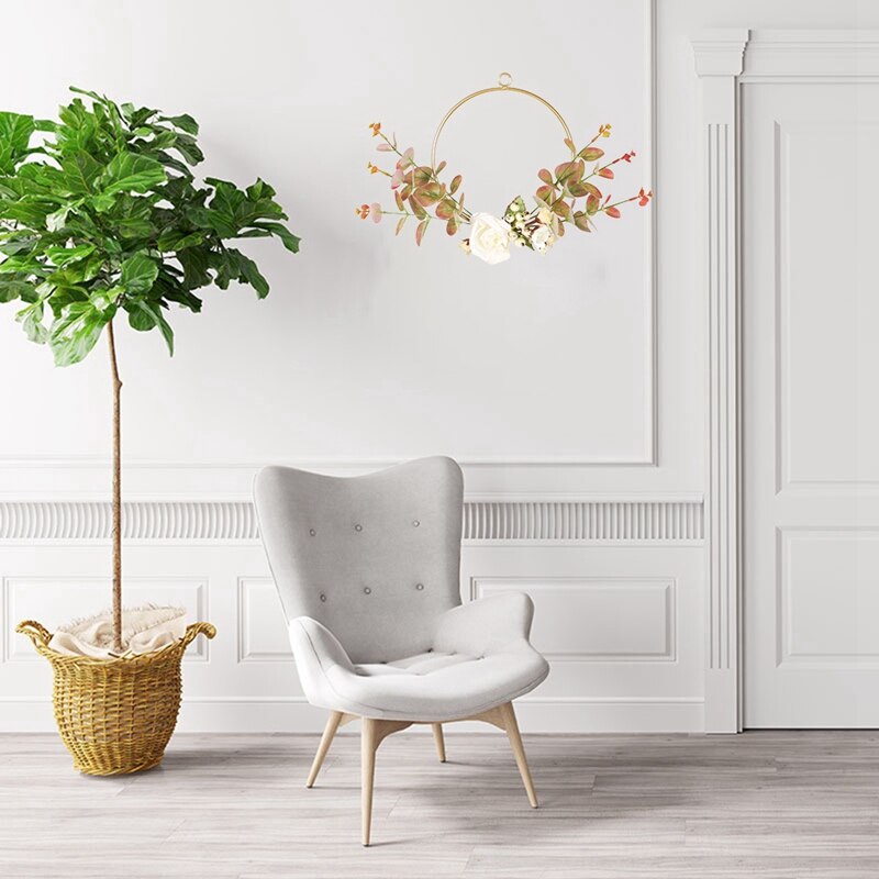 Bloemenkrans, metalen hangende kunstmatige eucalyptuskrans voor deurdecoraties, bruiloften, feesten en huisdecoraties
