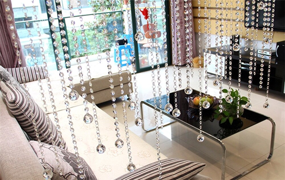 Crystal Glass Bead Curtain Luxury Living Room Bedroom Window Door Wedding Decor Curtain Bead Curtain Screen