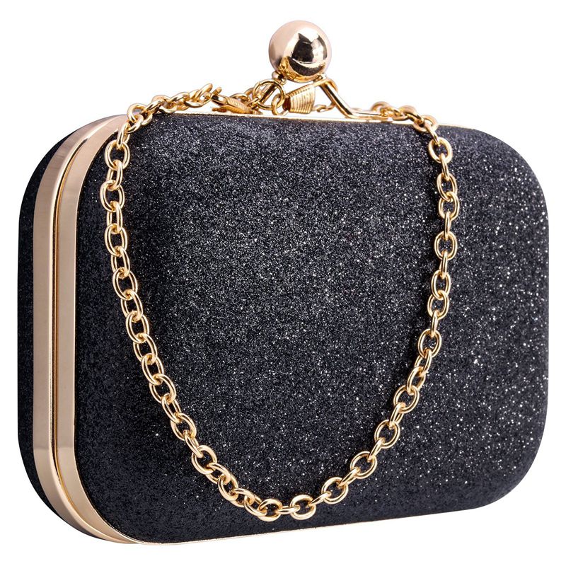 Bolso de de noche brillante para mujer bolso de embrague de bola de boda con cadena Mini de Cumpleaños Día de San Valentín negro