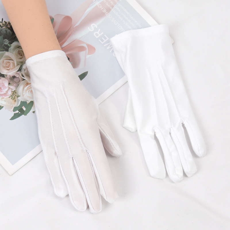 Elastische schwarz-weiße formelle Handschuhe Honor Guard Handschuhe Guard Santa Männer Frauen Inspektion Fäustlinge Arbeit Fahren Schmuck Butler Handschuhe