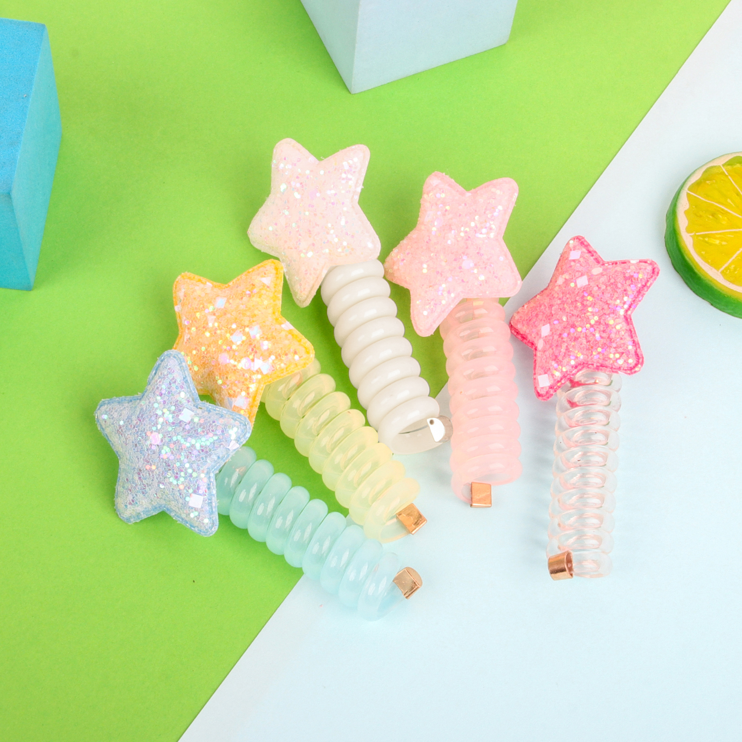 Pailletten Bloem Elastisch Haartouw Schattige Meisjes Telefoondraad Lijn Elasticiteit Glitter Ster Haarband Voor Kinderen Haaraccessoires