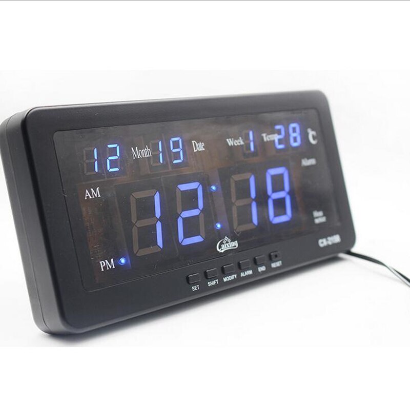 Electronic LED Digital Calendar Alarm Clock with Temperature date and week Desk or Wall Mount for Living Room Study Shelf