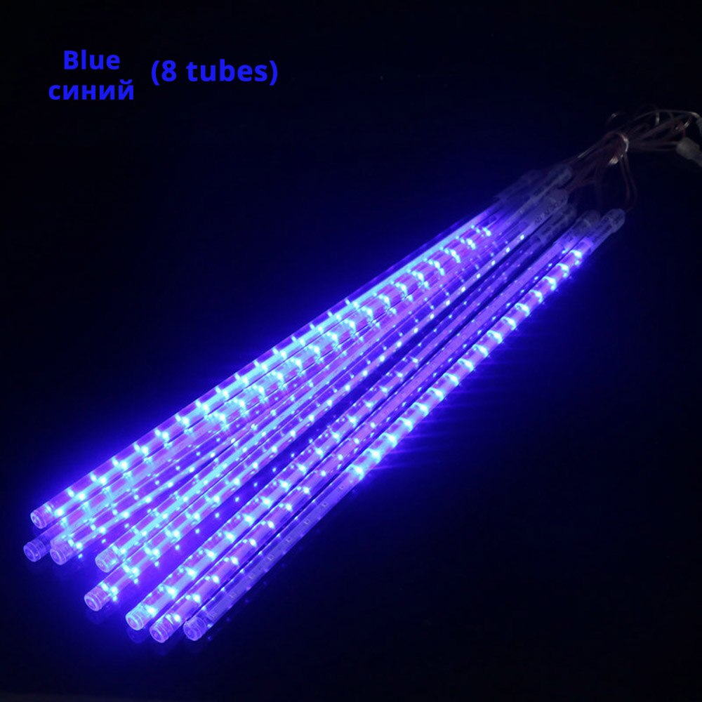 Waterdichte Meteorenregen 8 Tubes Led String Kerstverlichting Lamp Bruiloft Decoratie Xmas Verlichting 30Cm En 50cm: Blue / 30CM / ons aansluiten