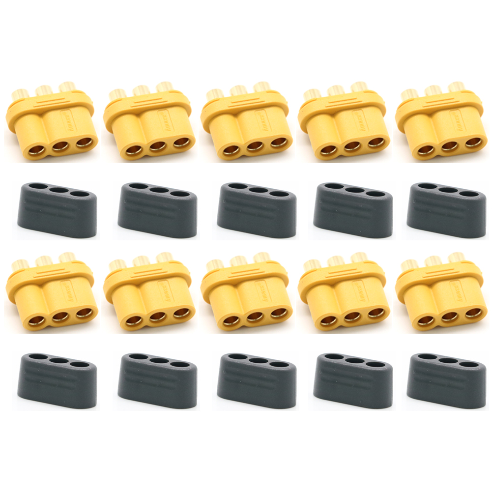10 x enchufe Amass MR60 con cubierta protectora conector de 3 núcleos de 3,5mm conector de interfaz de enchufe en T enfundado para modelo RC (5 pares)