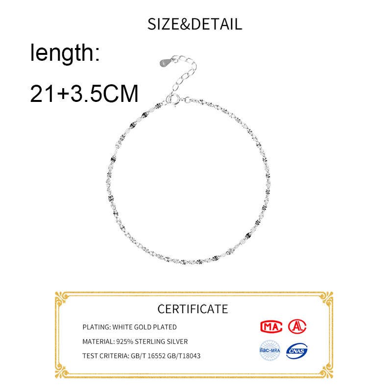Ponykiss trendiges  s925- teiliges sterlingsilber-fußkettchen mit schleierkrautmuster für damen, festlicher schmuck, accessoire