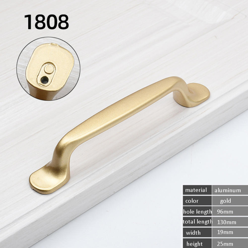 Simple Style Matte Gold Cabinet Handles Solid Aluminum Alloy Kitchen Cupboard Pulls Drawer Knobs Furniture Handle Hardware: 1808