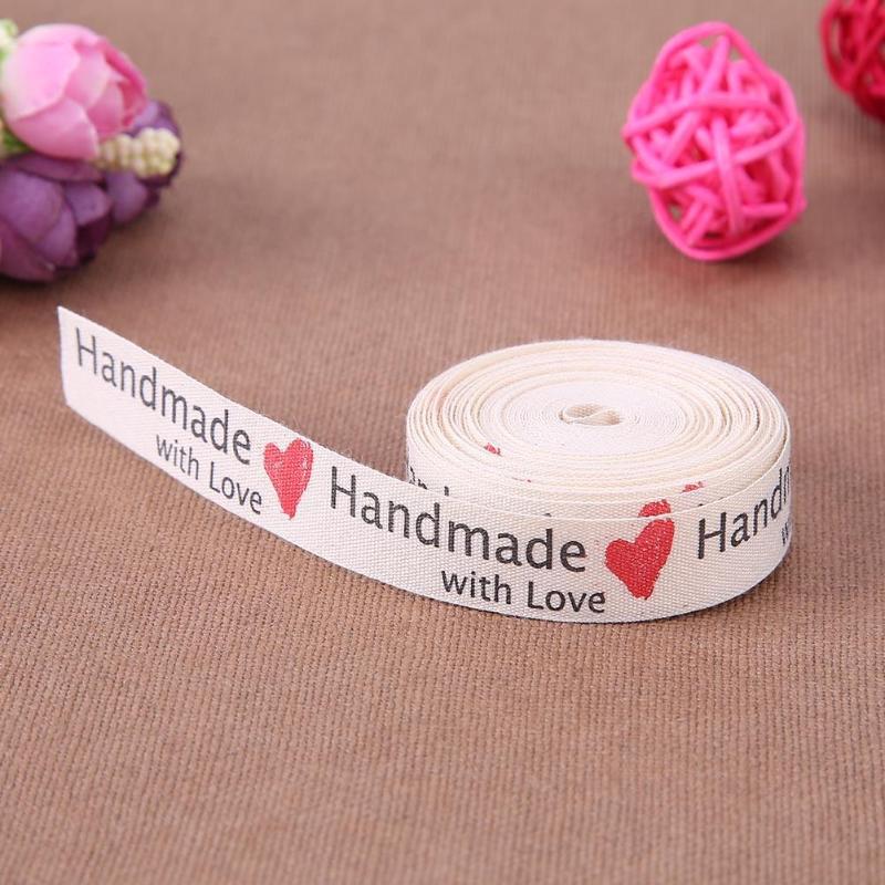 Cinta de amor de algodón hecha a mano, etiqueta de cinta de ropa, accesorios de costura de lazo hechos a mano, decoración del hogar