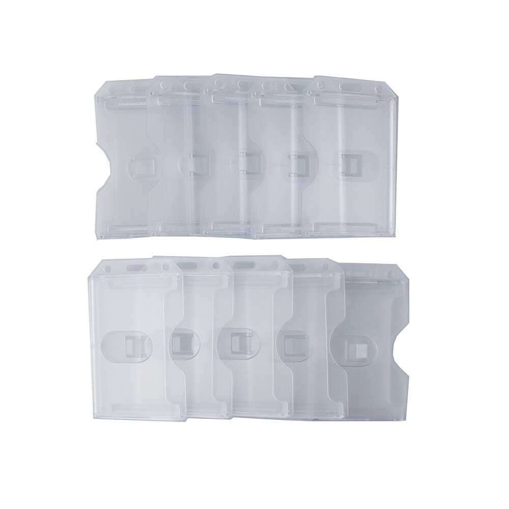 Pack of 10 Heavy Duty Rigid ID Badge Vertica Card Holders 2-Sided Open Faced Rigid ID Card Holder Business Name Card Organizer: Clear