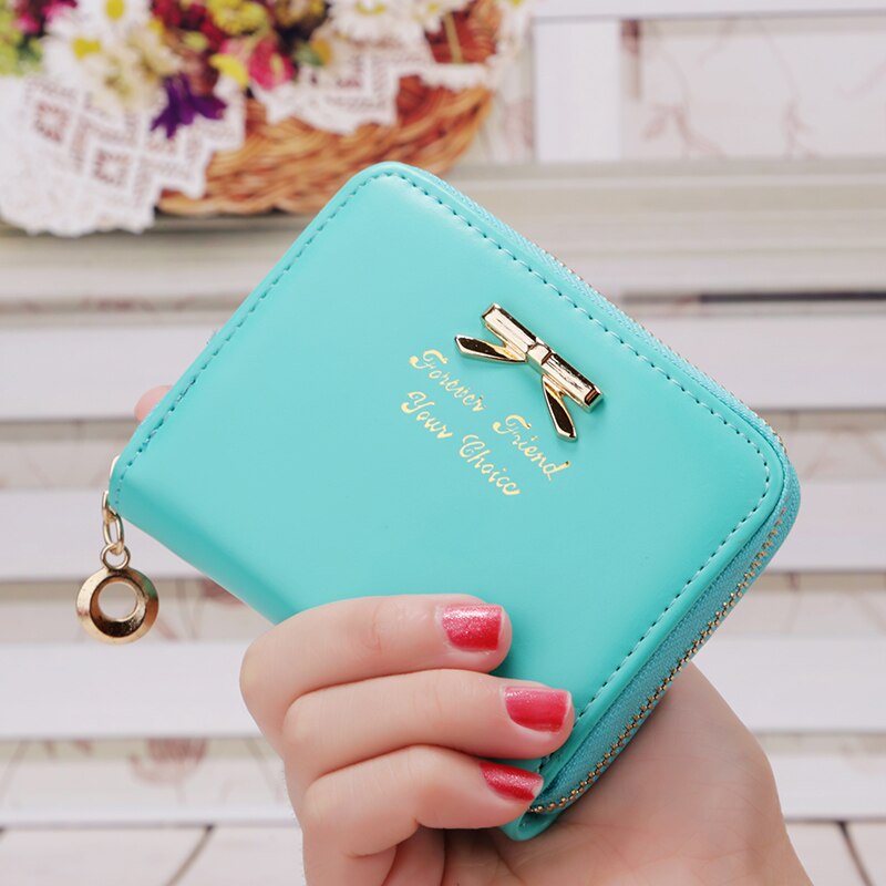 Corée faux cuir femme portefeuilles femmes de multi-cartes titulaire sacs à main femmes filles court zipper mini monnaie portefeuille