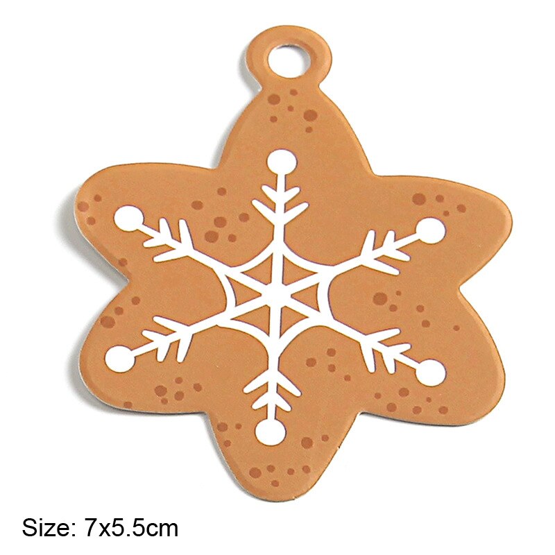 God jul papper bokmärken söt tecknad pepparkaka man träd tagg julfest dekoration häng tagg förpackningsetiketter 50 st: Snöflinga