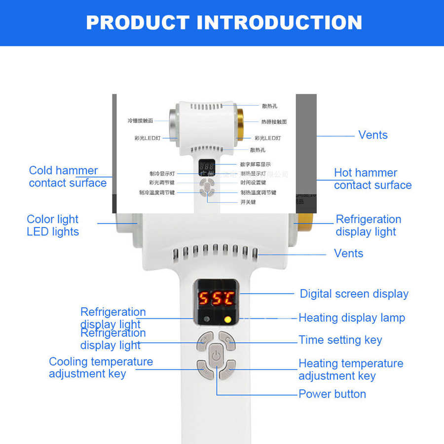 110-240V Koud Kompres Anti-Rimpel Hamer Kleur Licht Huidverjonging Machine