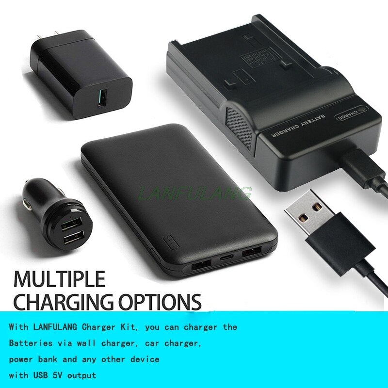 LANFULANG USB Ladegerät für NP-FV50 Akku für Sony DCR-PJ5 DCR-SR15 DCR-SR20 DCR-SR68 DCR-SX21 DCR-SX44 DCR-SX85