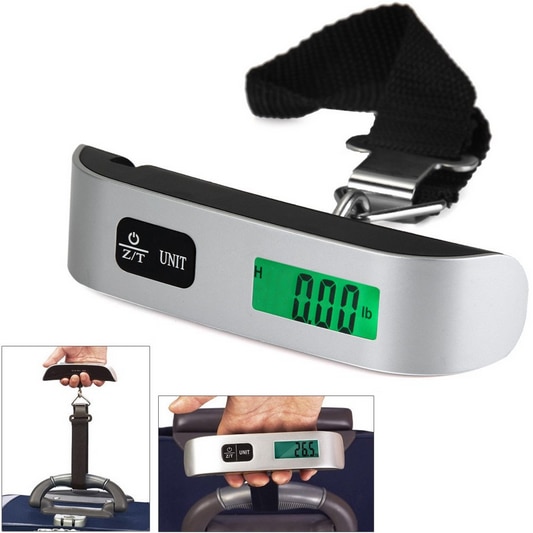 Digital bærbar kuffert rejsevægt 50kg x 10g lcd bagagevægt hængevægt balancevægt lcd