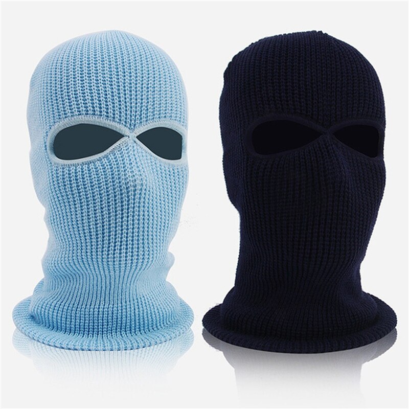 Unisex 2-Gat Gebreide Ski Masker Balaclava Hoed Winter Effen Kleur Full Face Cover Halsbeenkap Outdoor Winddicht Beanie cap