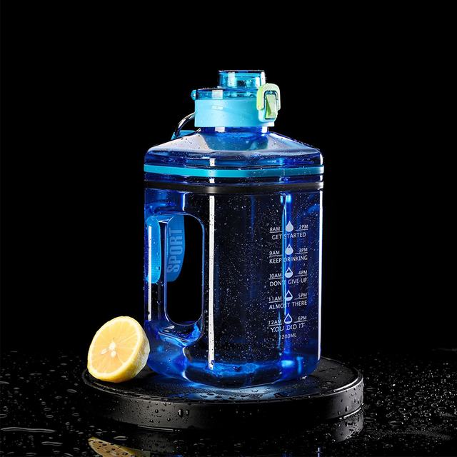 Botella deportiva de gran capacidad para Fitness, garrafa portátil a prueba de fugas, hervidor de agua para gimnasio, equipo para beber al aire libre, 2,2 L: blue