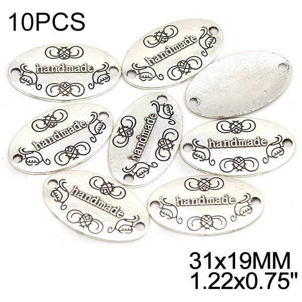 Sliver Brons Ronde Metalen Tags Handgemaakte Labels 14*14Mm Legering Naaien Labels Voor Ketting Armband Mode-sieraden Bevindingen 10Pcs: 10
