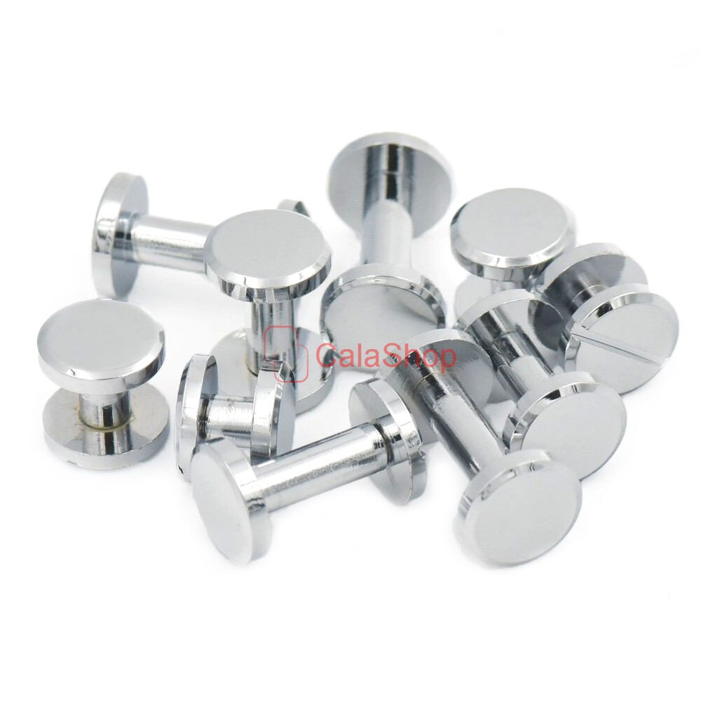 10 stks/partij Massief Messing 4mm 6mm 8mm 10mm 12mm 15mm Knop Stud Schroef nail Vliegtuig Screwback Lederen Riem Chrome