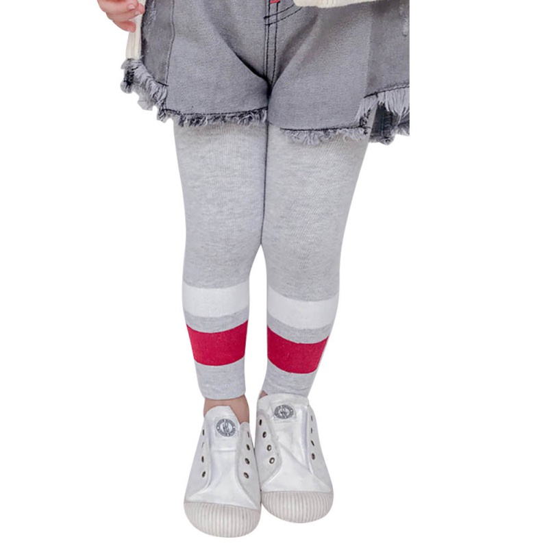 Børn bomuld stribede leggings piger leggings bomuld sport stil baby skinny bukser småbørn børn ni bukser: 2 / 1-3y