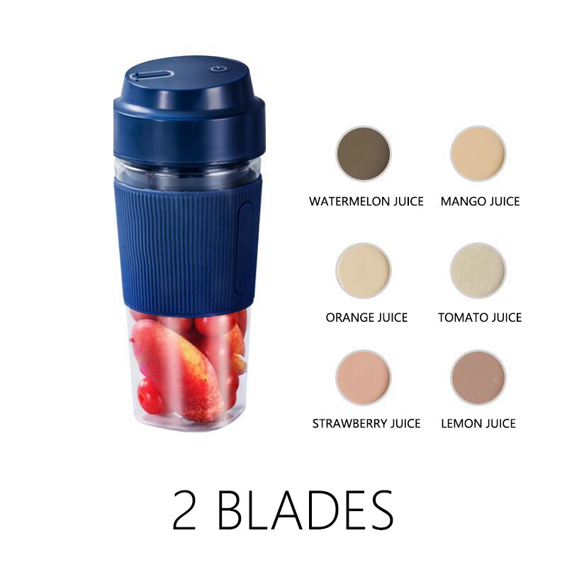 ZYPortable Elektrische Entsafter Rührgerät USB Mini Obst Mischer Entsafter Obst Extraktoren Multifunktions Saft Hersteller Maschine: Blau 2 Klingen