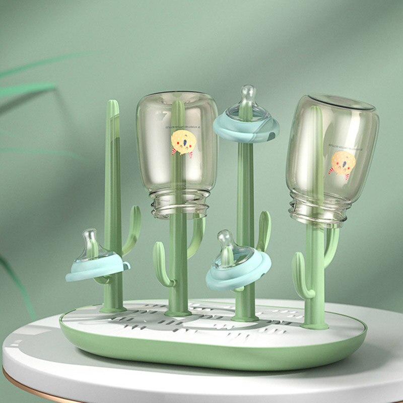 Multifunctional Baby Tree Shaped Bottle Drying Rack Baby Feeding Bottle Drain Rack Baby Bottle Holder Feeding Stuff: green