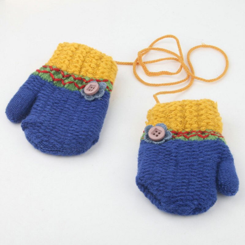 Kind stijl Jongen Meisje Gebreide Handschoenen Winter Kinderen kids 1-6 jaar oude Warme Wanten Katoen Wol Effen mooie knop Handschoenen ST4: 6