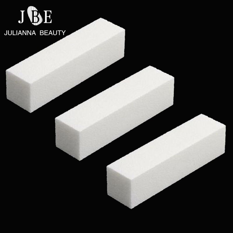 10 stks Hoge Elastische Katoen Nail Block Buffer Nail Art Buffer Schuren Acryl Pedicure Manicure Nail File Buffer Art Tips wit