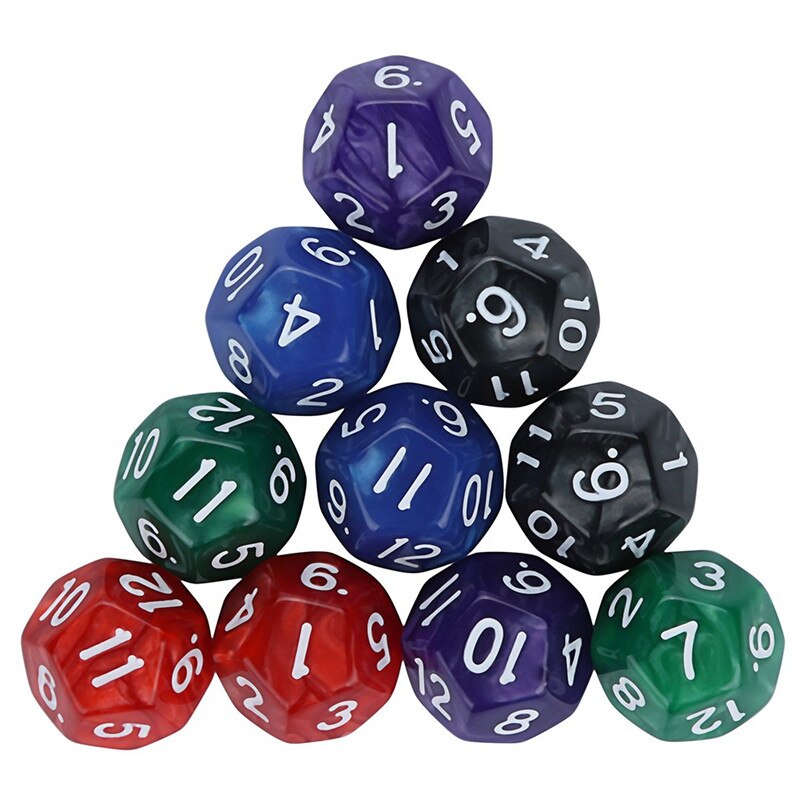 10Pcs Freaky Dobbelstenen Set 12-Zijdige Parel Kleur Mengsel Poly Dice Party Gelukkig Spel Dnd Dobbelstenen Sets Veelvlak dados De Rpg D12 30A20