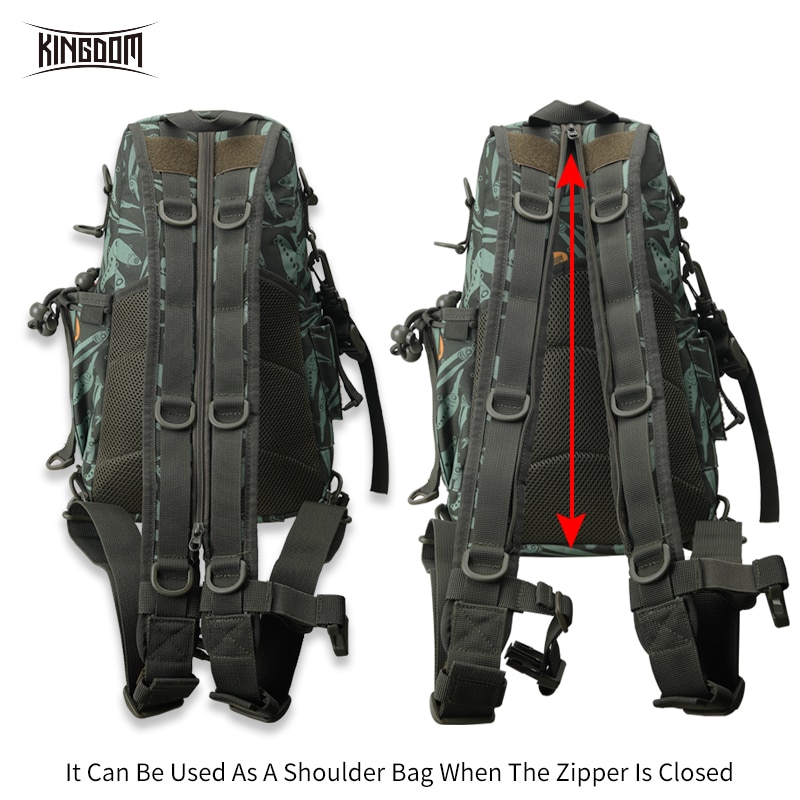 Kingdom Fishing Bag Outdoor Backpack Waterproof 1000D Nylon Material Strong Durable Multi-functional Large Capacity Model LYB-17