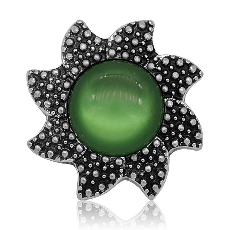 Kz3108 skönhetsskyr solformad cat eye-sten 20mm tryckknappar passar snapsmycken: Grön
