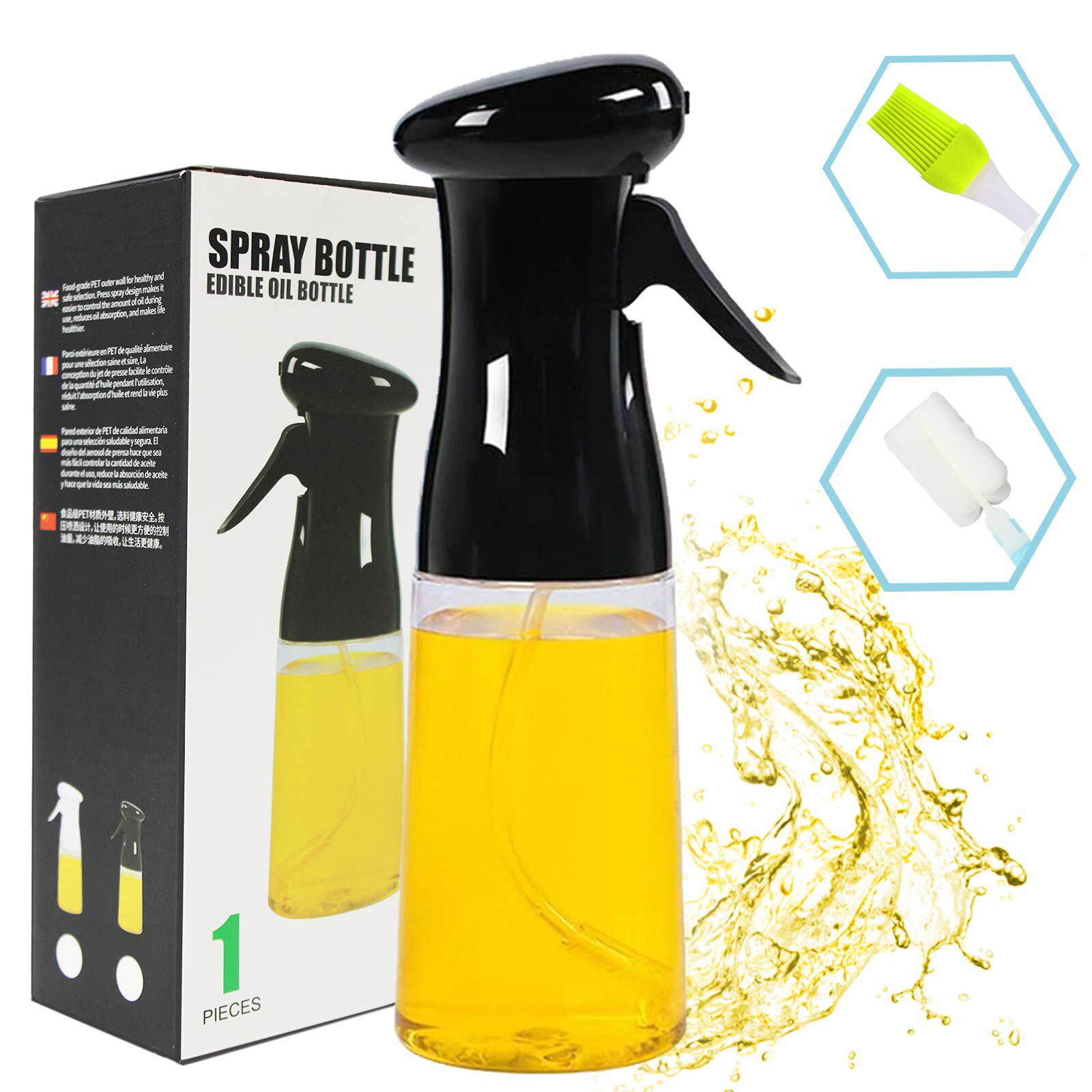 Olie Spray Fles 210Ml Koken Bakken Azijn Mist Spuit Barbecue Spray Fles Voor Thuis Keuken Koken Bbq Grillen Roosteren