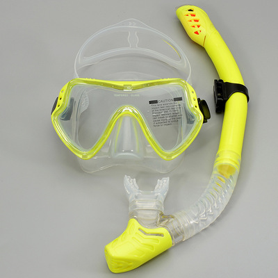 Maschera professionale per immersioni subacquee e snorkeling occhiali antiappannamento occhiali da nuoto nuoto Set di tubi per respiro facile: Yellow B