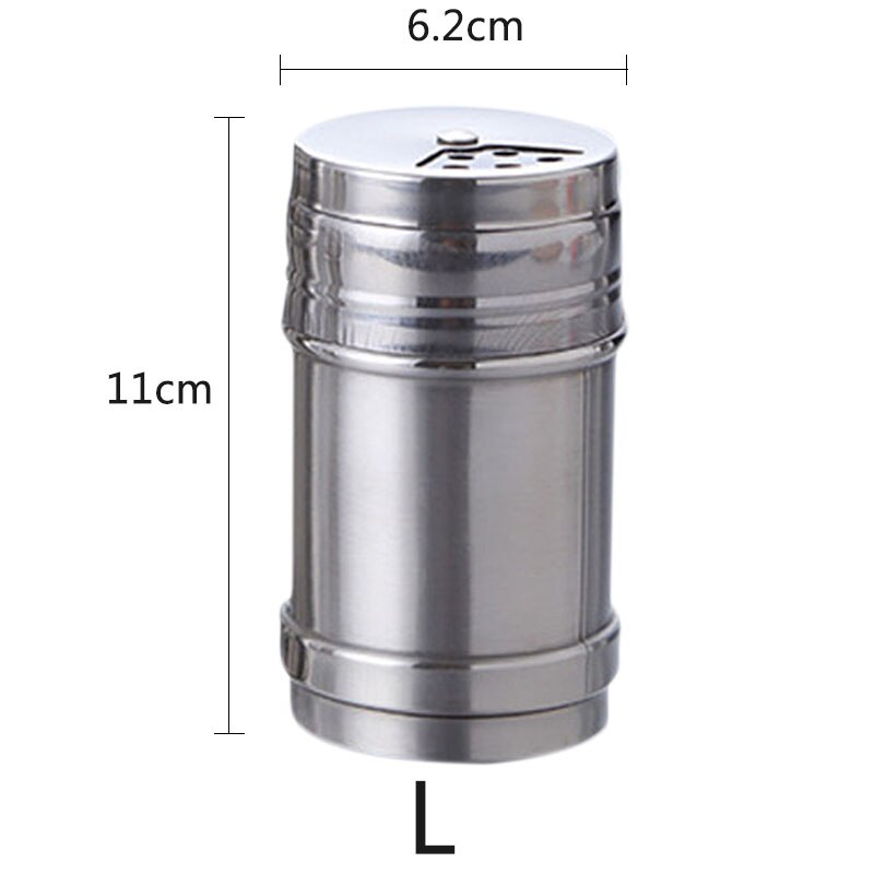 Spice Jar Rotating Cover Salt Sugar Bottle Multi-purpose Spice Pepper Shaker Seasoning Can Stainless Steel Kitchen Gadgets 1Pc: L
