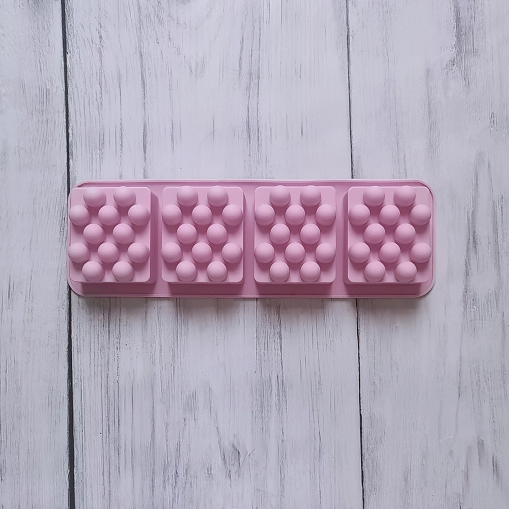 Molde de jabón de masaje con 4 agujeros, moldes cuadrados de silicona para hacer jabón, molde de barra de loción antiadherente hecho a mano, artesanía de aromaterapia DIY: Caqui oscuro