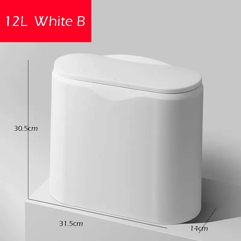 1Pcs 8L/12L Ronde Grote Capaciteit Indoor Prullenbak Emmer Vuilnis Vuilnisbak Opslag Organisatie In De Keuken Wc voor Badkamer: 12L White B