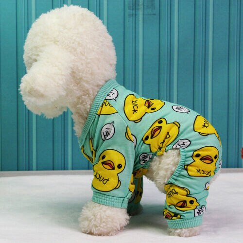 Cute Duck Dog Pajamas Cotton Small Dog Clothes Chihuahua Yorkie Bichon Pug Costume Puppy Clothing for Dog Jumpsuit