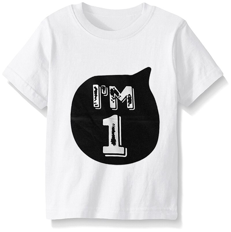 Sommer Baby Kleidung T-Shirt Spitzen freundlicher Kleidung der Mädchen Jungen 1 2 3 4 Jahr Geburtstag Outfit Kleinkind Kleinkind Partei Hemden Kostüm: White1