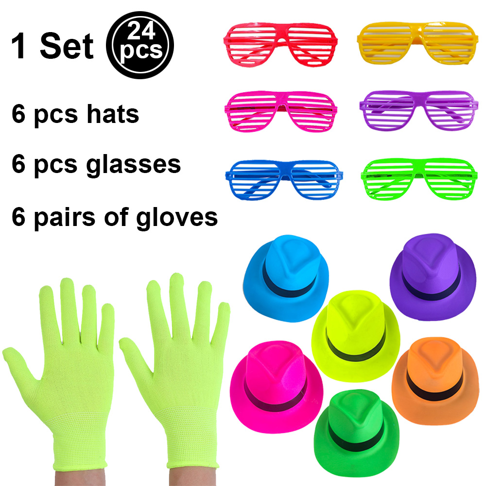 Lunettes à Obturateur en Plastique Fluorescent, Accessoires de ixd'Anniversaire, Chapeau et Gants Fluorescents, Lumière UV: Chocolat