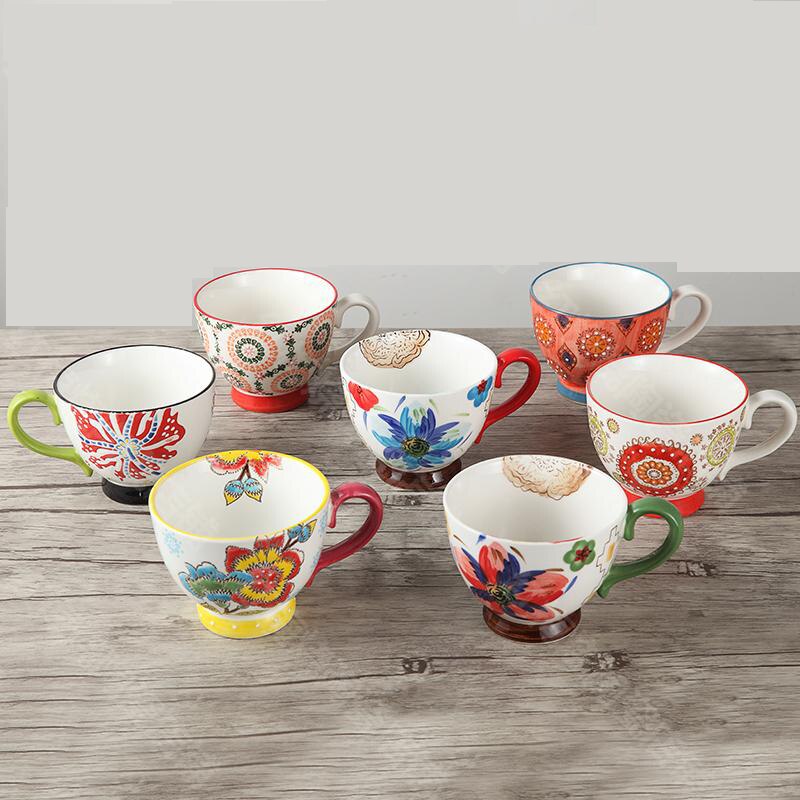 Bol à gruau, bol à céréales, bol à petit-déjeuner en relief, tasse à café en céramique peinte à la main, tasse à céréales populaire créative