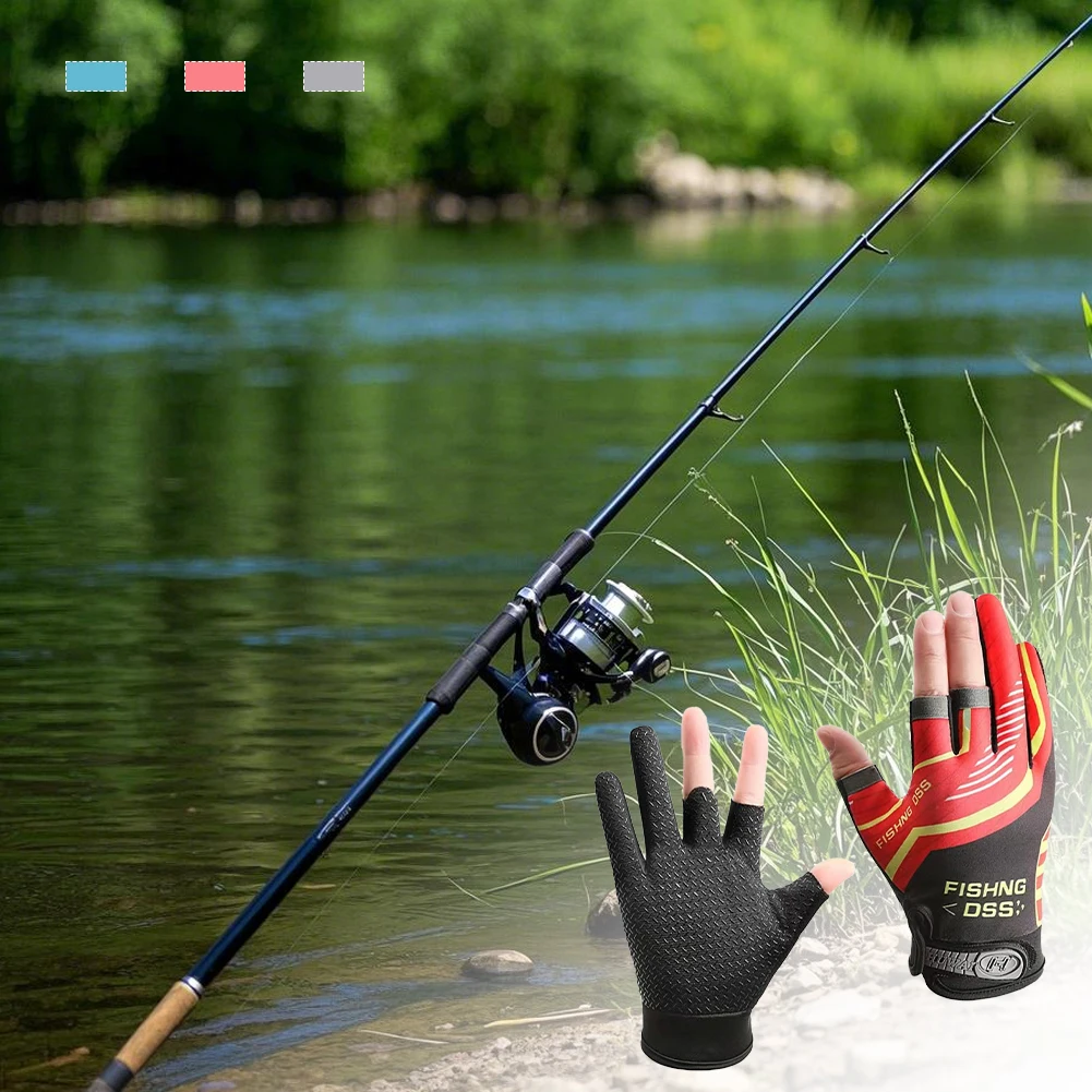 Anti-Rutsch-Angelhandschuhe, verschleißfest, für Höhle Sommer, draussen, atmungsaktiv, zum Angeln, Radfahren, Sporthandschuhe, Angelbekleidung