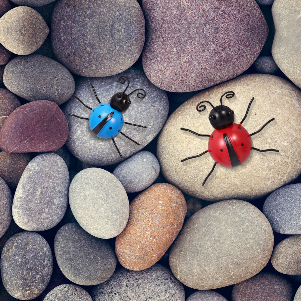 3PCS Insect Ladybugs Wall Decor Metal Iron Ornament Wall Art for Home Garden