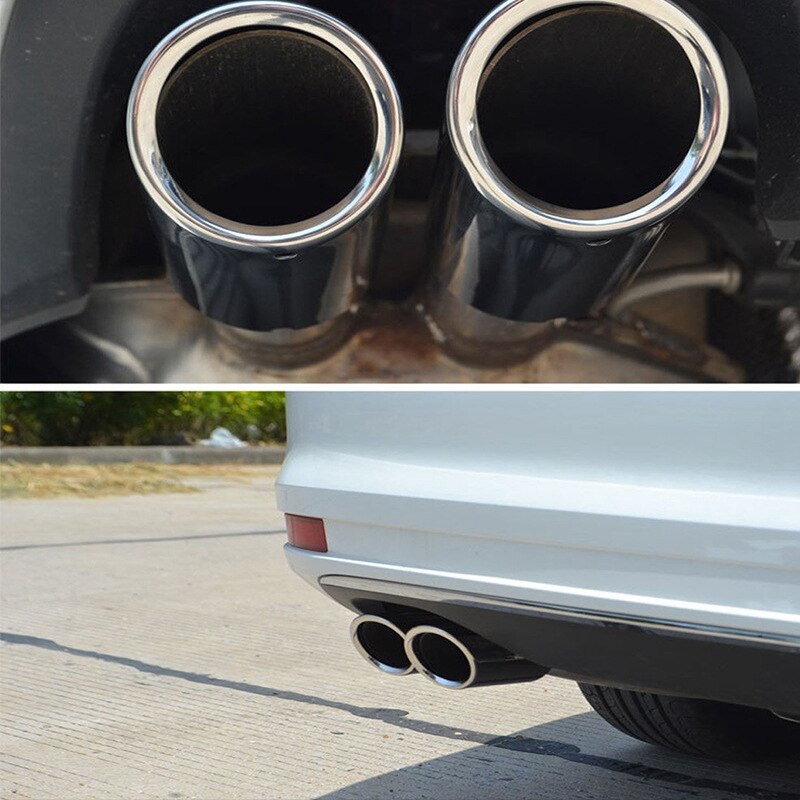 2pc stål auto bil udstødning lyddæmper tip hale rørbeklædning til jetta  mk6 1.4t golf 6 mk7 bora scirocco tiguan  a4 q5: Default Title