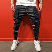 Jean déchiré hommes pantalon maigre mince droite hommes pantalon avec pantalon bas Harajuku Style Camouflage crayon pantalon hommes vêtements