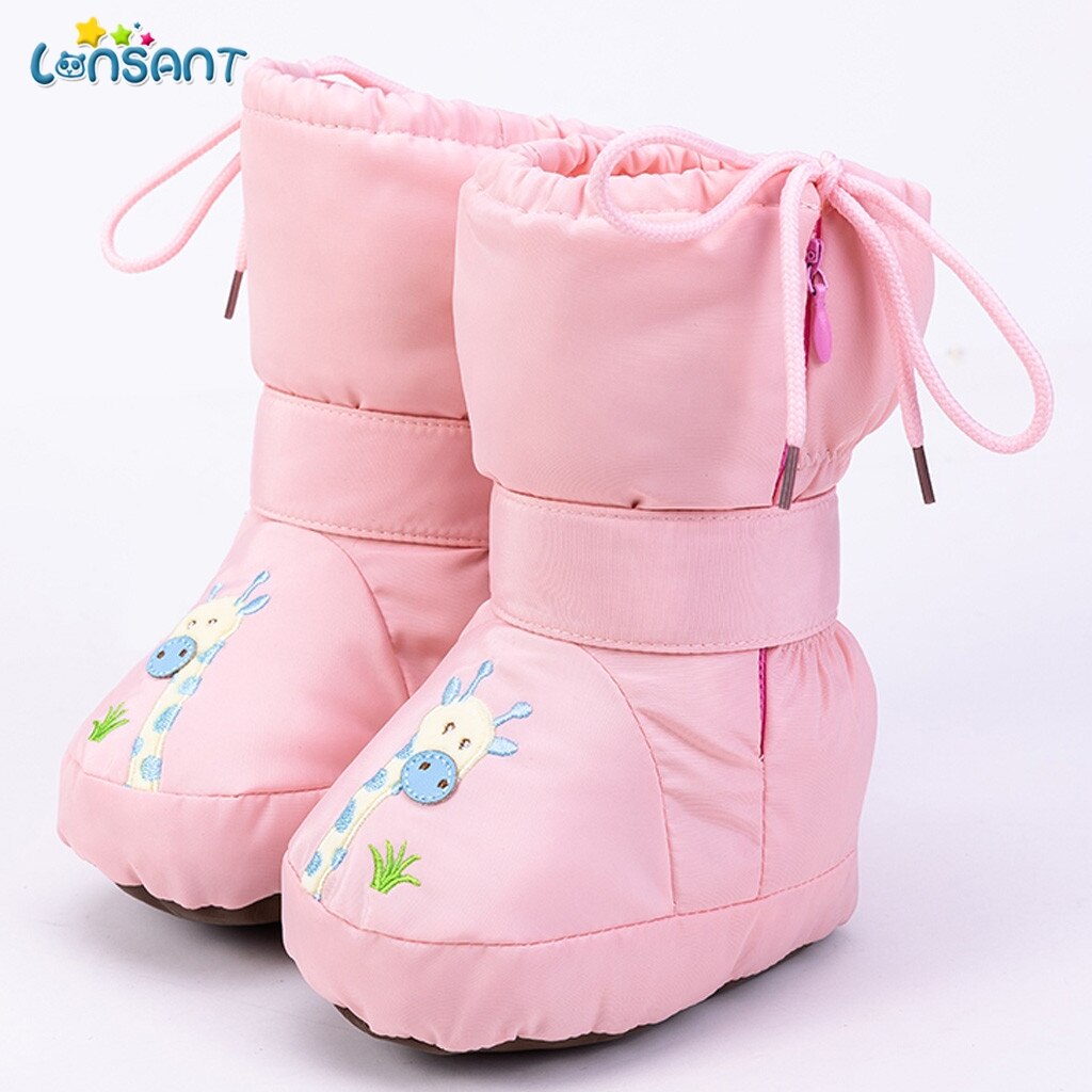 Lonsant sapatos da menina do bebê botas marca recém-nascido infantil do bebê da criança do menino da menina sola macia impresso berço da criança sapatos 0-6 meses n30