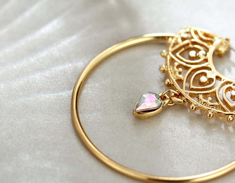 Vintage trendy guld farve bøjle øreringe til kvinder boheme krystal statement geometri runde kreol øreringe pierce smykker