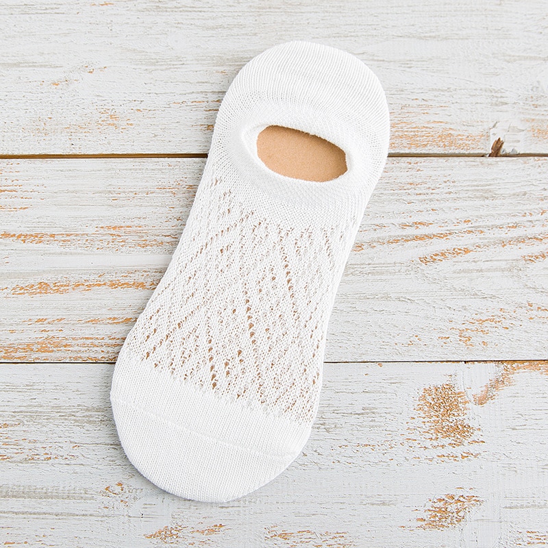 Women Cotton Boat Socks Invisible Liner Elastic Breathable Female Low Cut Hollow Out Ankle Cute Short Socks
