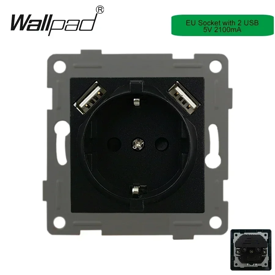 EU Neutral Wood Wall Panels FAN Reset Retro Electric Switch Euro French Power Socket with Type A C USB Fast Outlet TV Data Cat6: Red